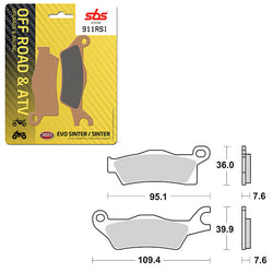 SBS ATV/UTV EVO SINTER BRAKE PAD (6280911108)